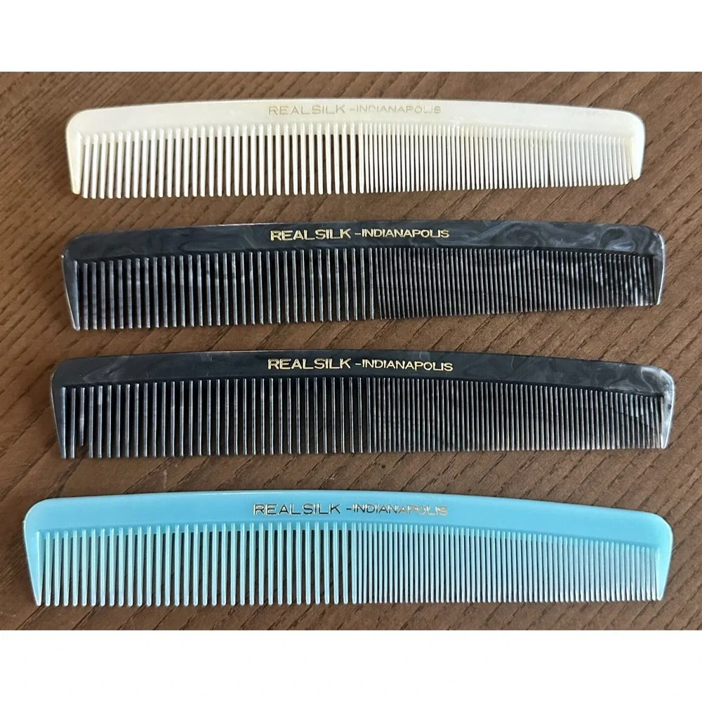 Vintage Real Silk Indianapolis Lot of 4 Combs Black‎ Marble Cream Blue